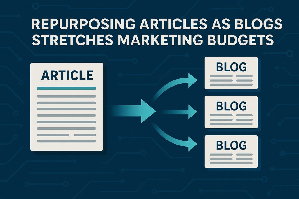 Repurpose artilce as blogs stretches content marketing budgets Accelerated Technical Marketing Repurposes artilces as multiple blogs to stretche content marketing budgets